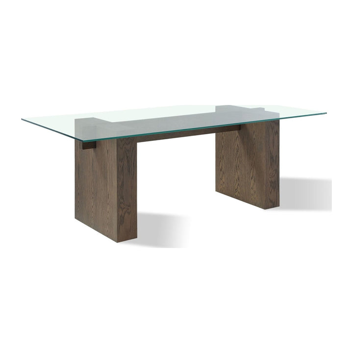 Oakland Glass Top Dining Table by Modus in Brunette — product view on a white background