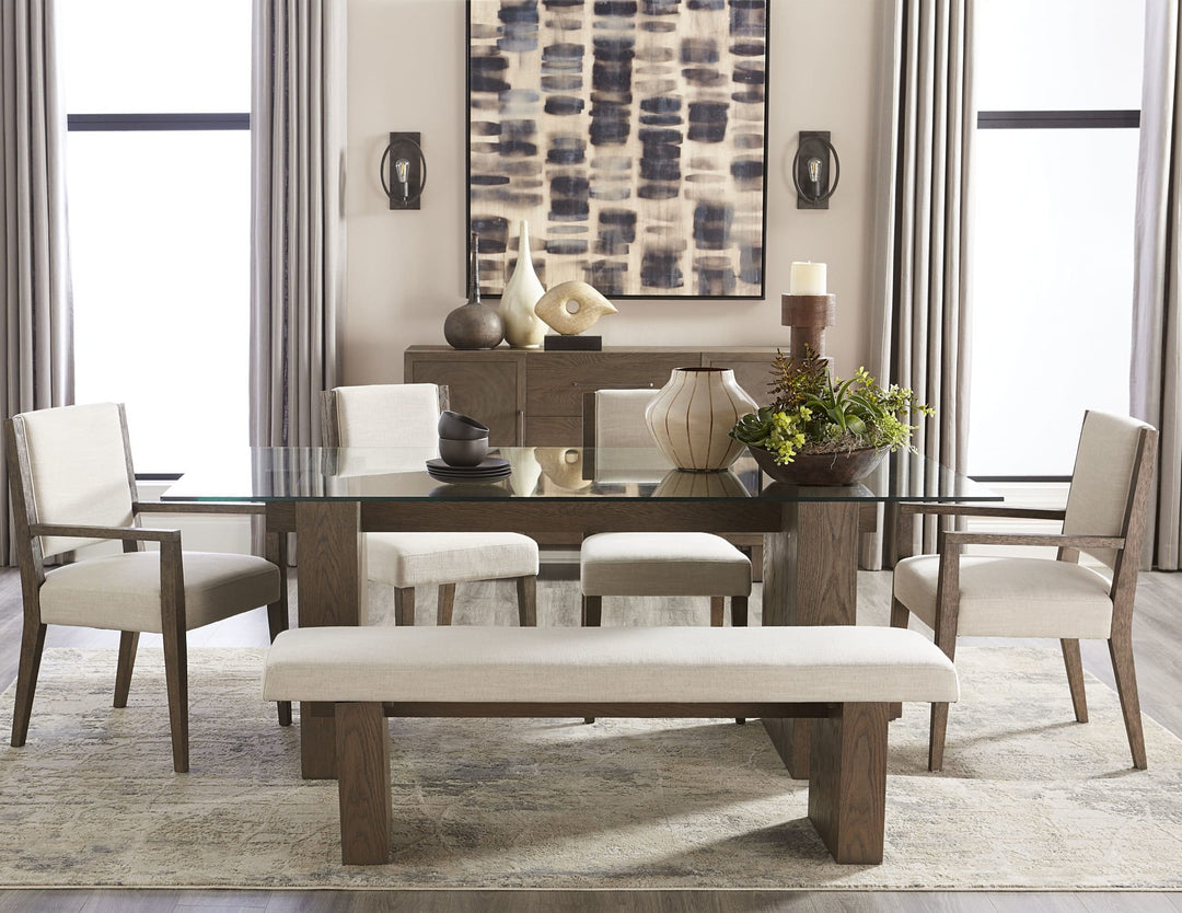 Oakland Glass Top Dining Table in Brunette — lifestyle photo