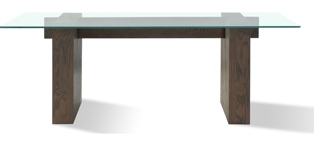 Oakland Glass Top Dining Table in Brunette — product view on a white background