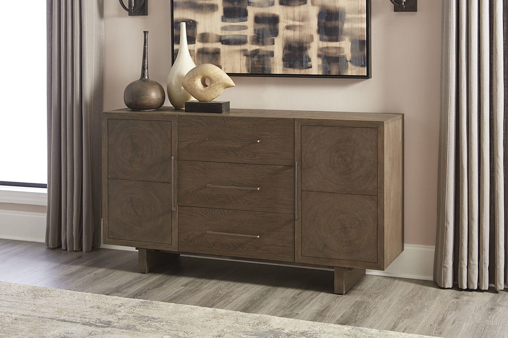 Oakland Three Drawer Sideboard in Brunette — lifestyle photo