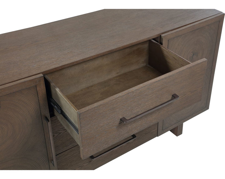 Oakland Three Drawer Sideboard in Brunette — product view on a white background
