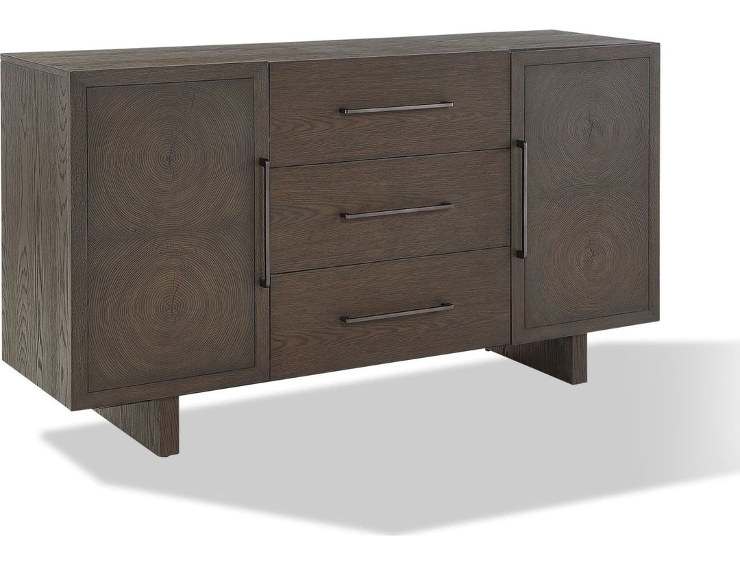 Oakland Three Drawer Sideboard in Brunette — product view on a white background