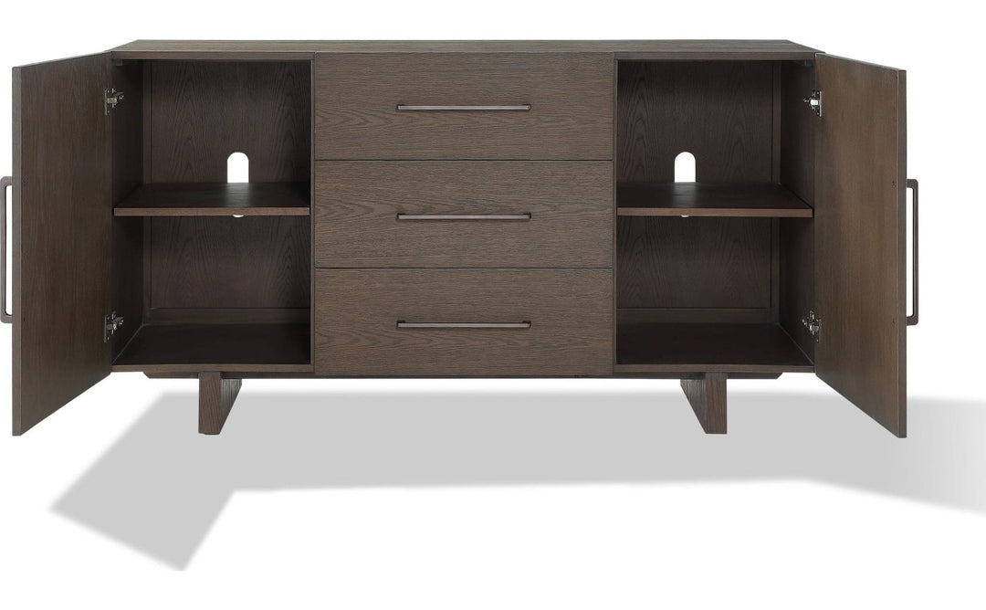 Oakland Three Drawer Sideboard in Brunette — product view on a white background