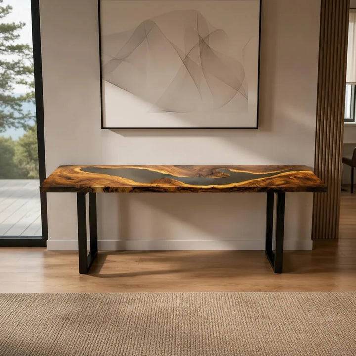 Smoked Walnut Resin Console Table by Thomas Dawn