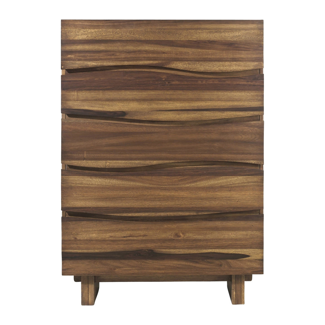 Ocean Five Drawer Solid Wood Chest by Modus in Natural Sengon — on a white background