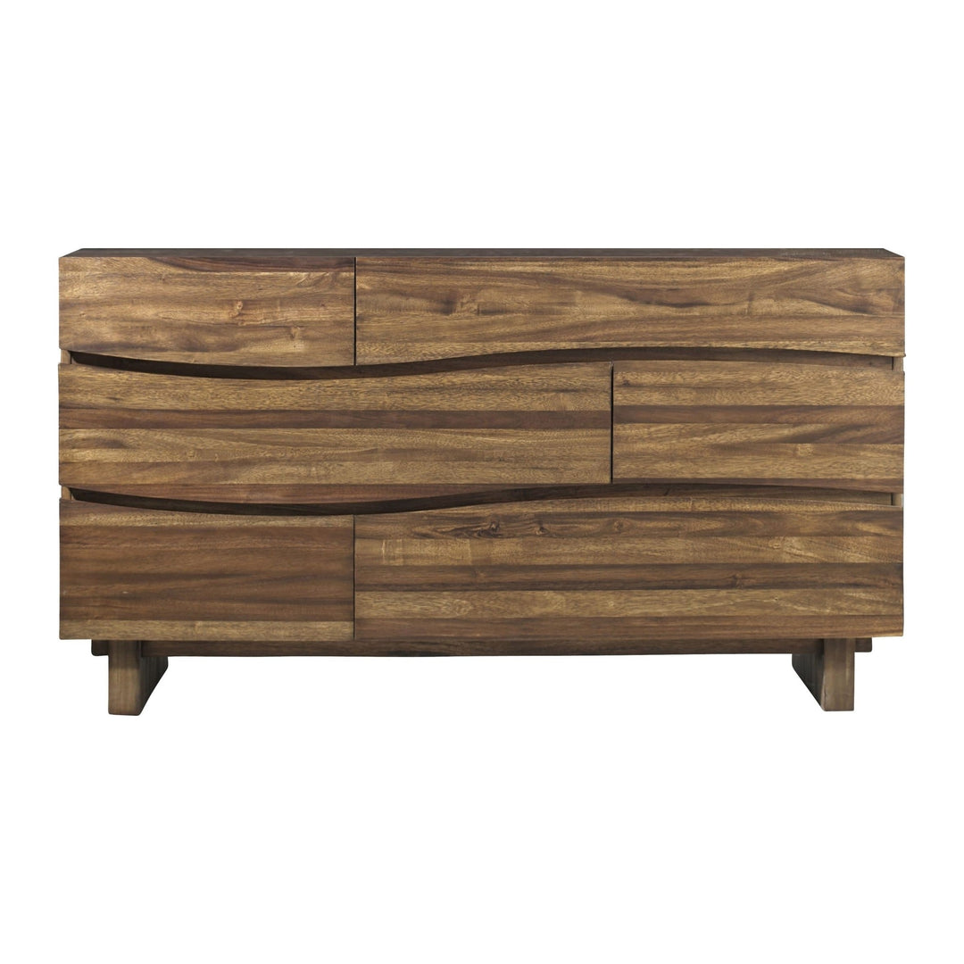 Ocean Six Drawer Solid Wood Dresser by Modus in Natural Sengon — on a white background