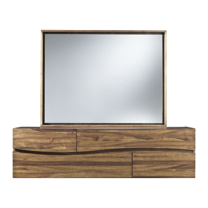 Ocean Solid Wood Floating Glass Mirror by Modus in Natural Sengon — on a white background