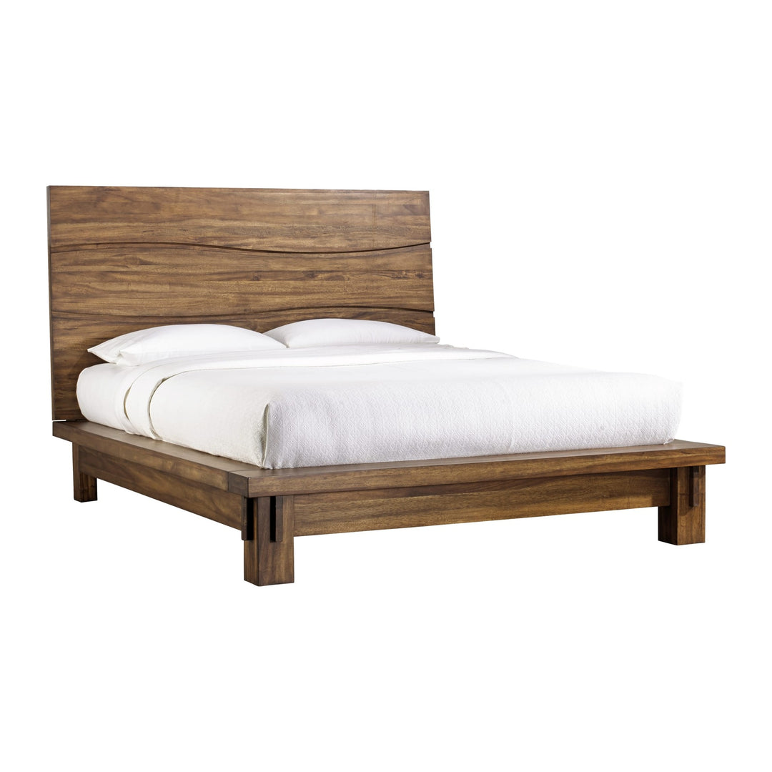 Ocean Solid Wood Platform Bed by Modus in Natural Sengon — white background, angled view