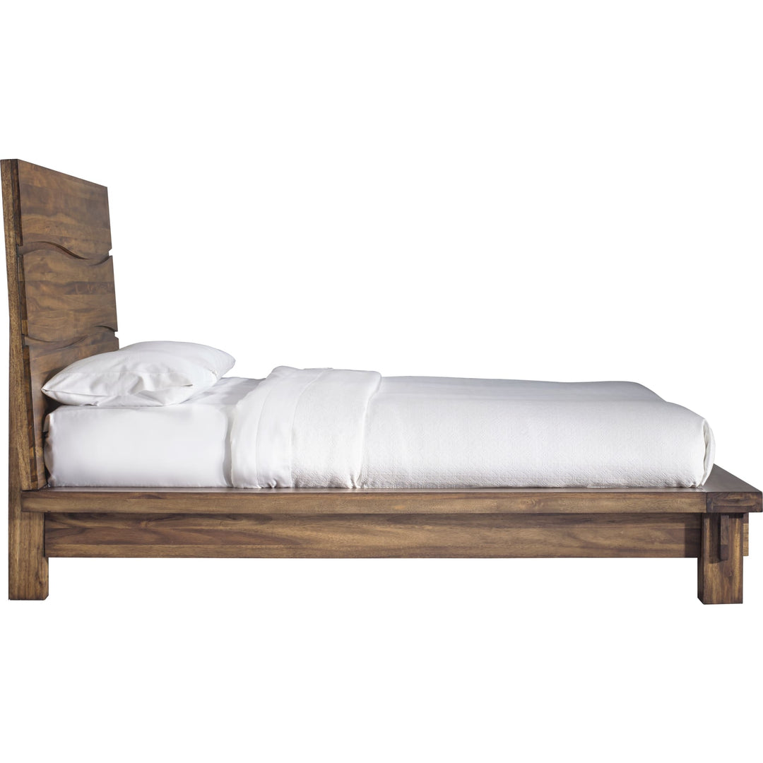 Ocean Solid Wood Platform Bed in Natural Sengon — white background, side profile