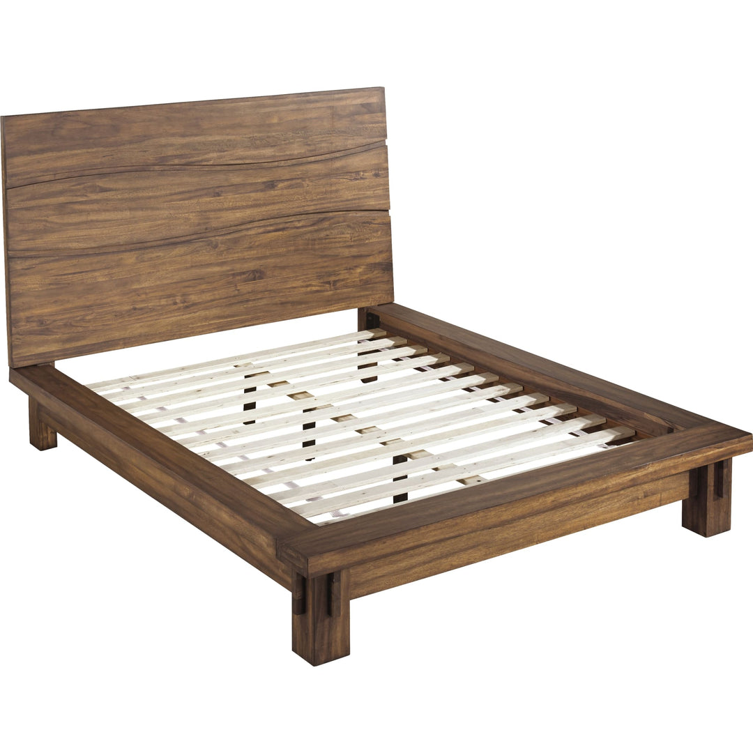 Ocean Solid Wood Platform Bed in Natural Sengon — without mattress, showing slat platform