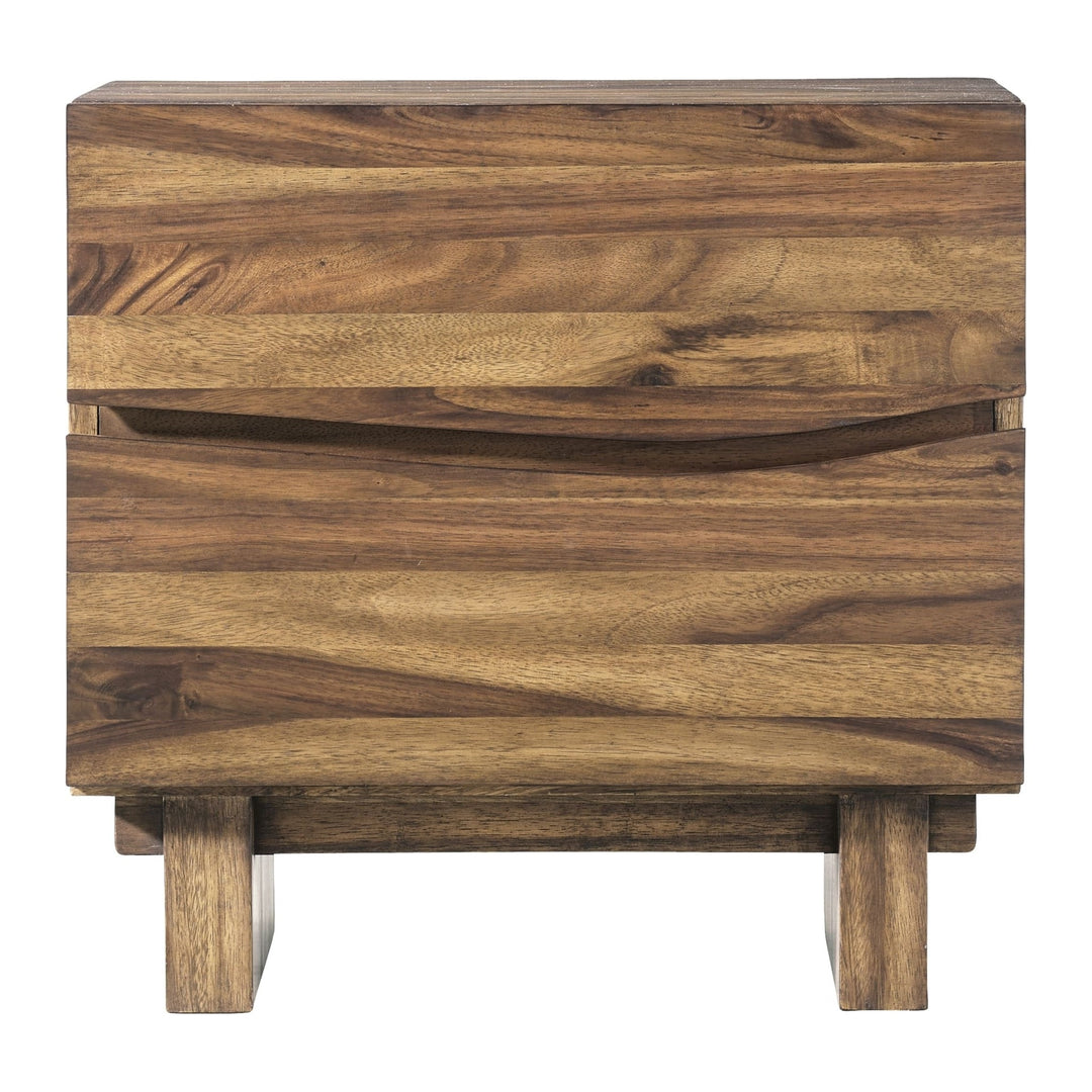 Ocean Two Drawer Solid Wood Nightstand by Modus in Natural Sengon — on a white background