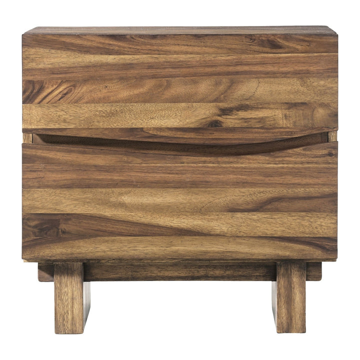 Ocean Two Drawer Solid Wood Nightstand by Modus in Natural Sengon — on a white background