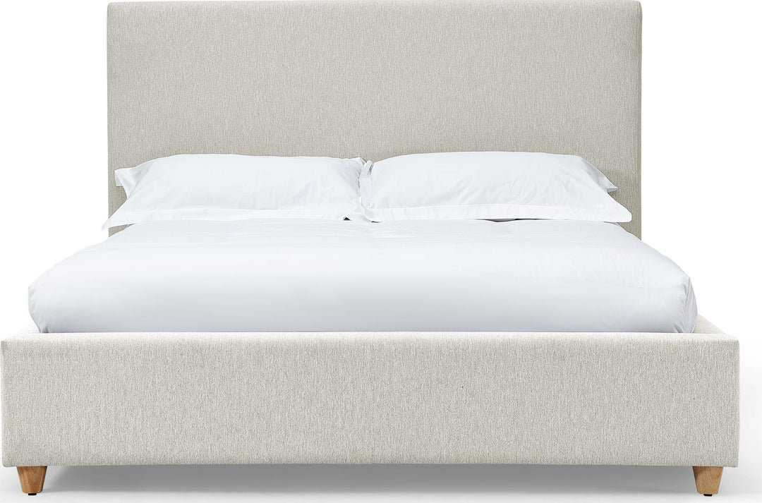 Olivia Upholstered Platform Bed in Ivory — white background, front view