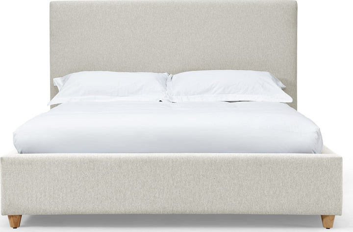Olivia Upholstered Platform Bed in Ivory — white background, front view