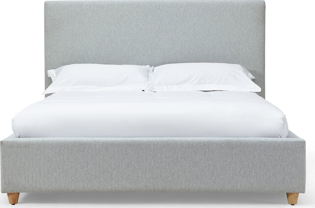 Olivia Upholstered Platform Bed in Linen — white background, front view