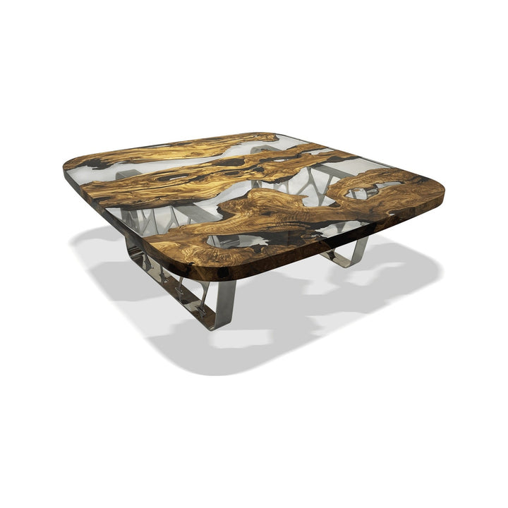 Ombrone Olive Wood Squoval Square Coffee Table Arditi Collection