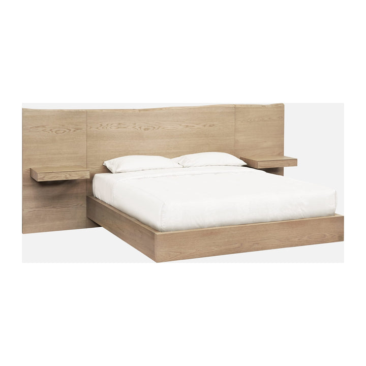 One Coastal Bed with Floating Nightstands by Modus in Bisque — white background, angled view