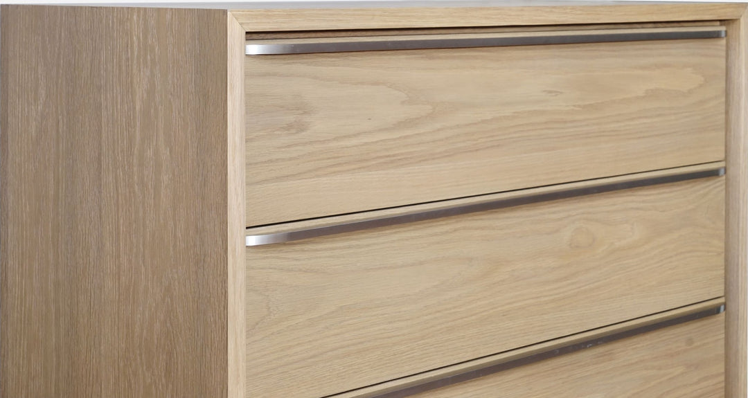 One Coastal Five Drawer Chest in Bisque — detail view