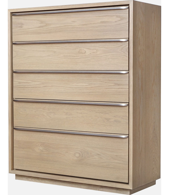 One Coastal Five Drawer Chest in Bisque — on a white background