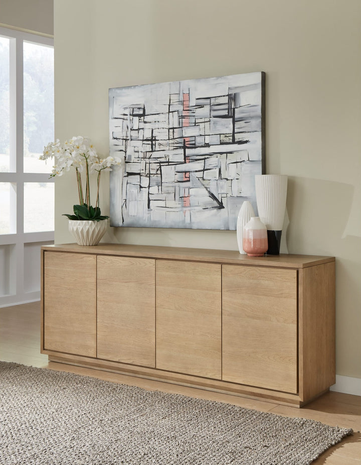 One Coastal Four Door Sideboard in White Oak — lifestyle photo