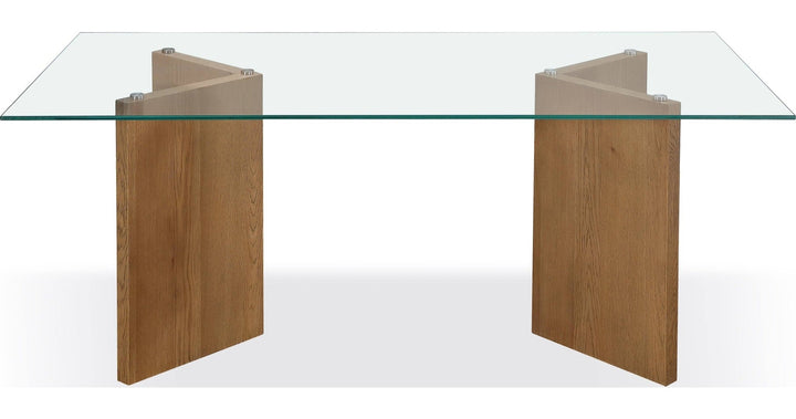 One Coastal Glass Top Dining Table in White Oak — product view on a white background