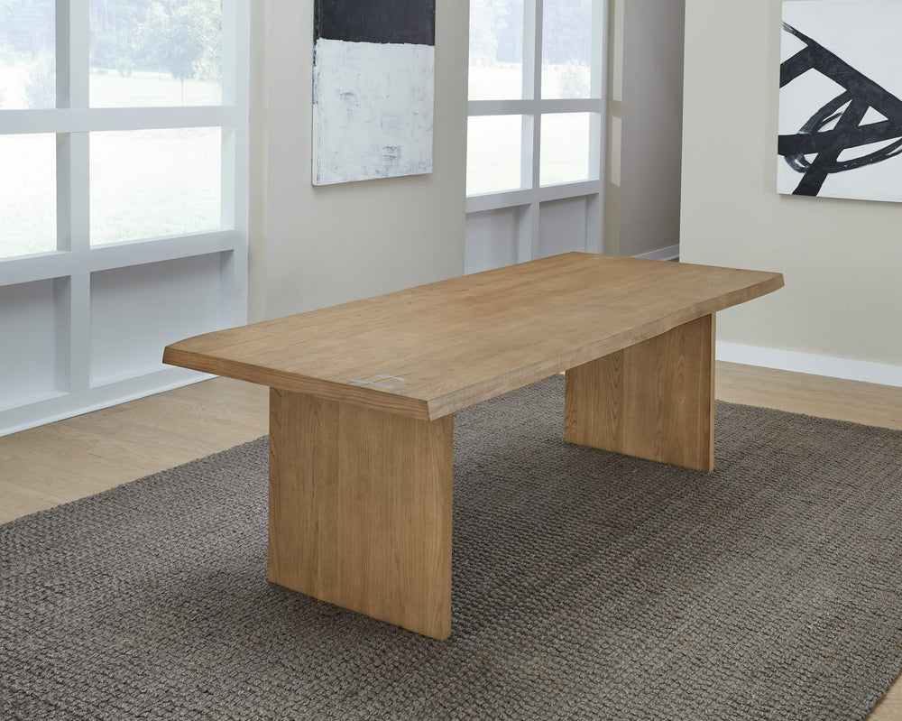 One Coastal Live Edge Dining Table in White Oak — lifestyle photo