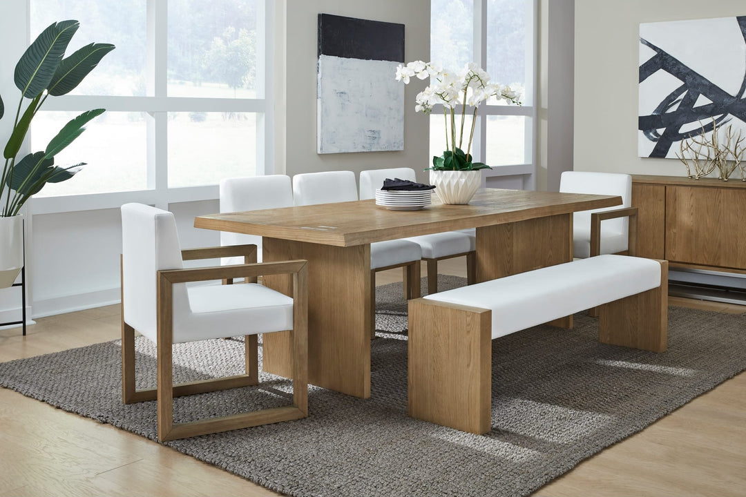 One Coastal Live Edge Dining Table in White Oak — lifestyle photo