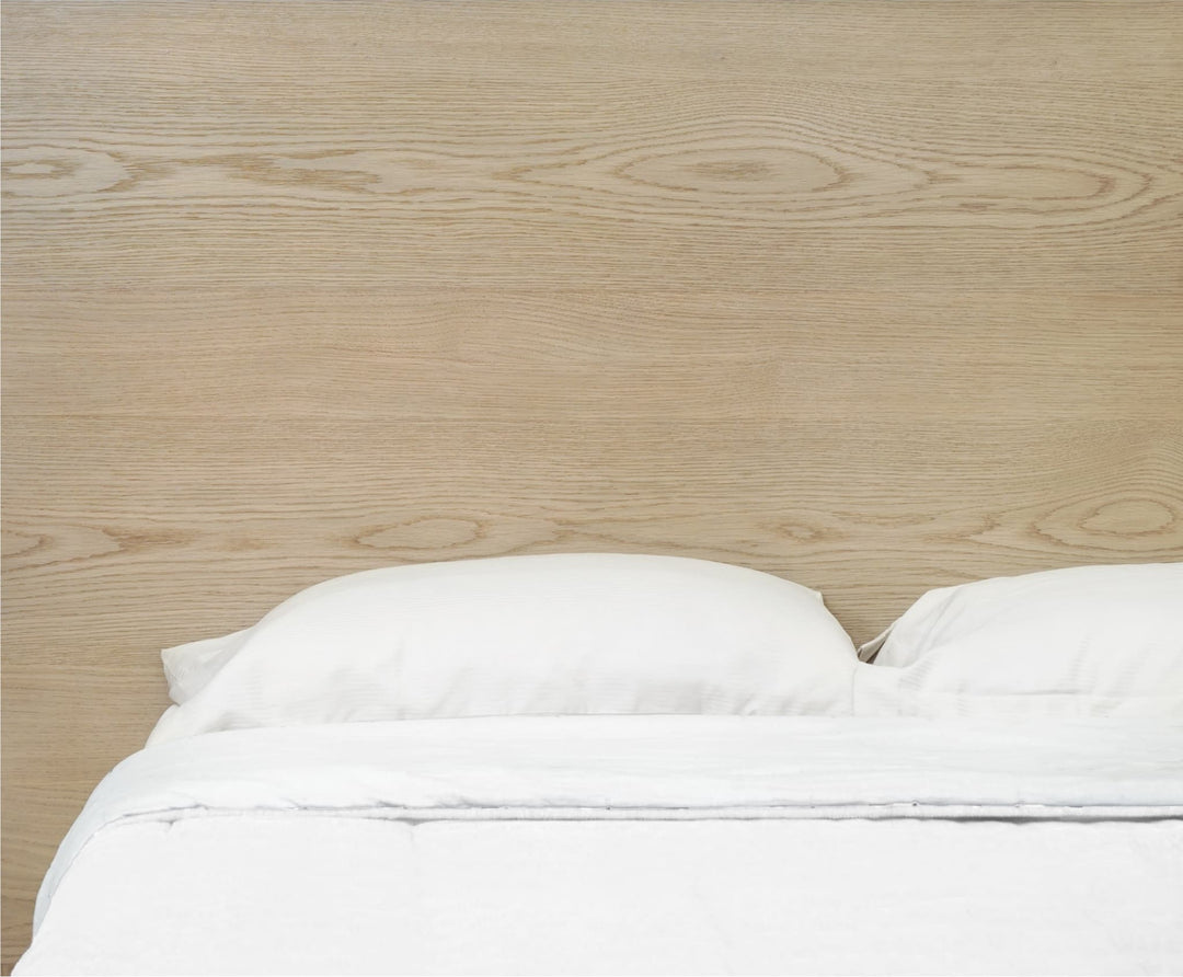 One Coastal Platform Bed in Bisque — close-up of the headboard