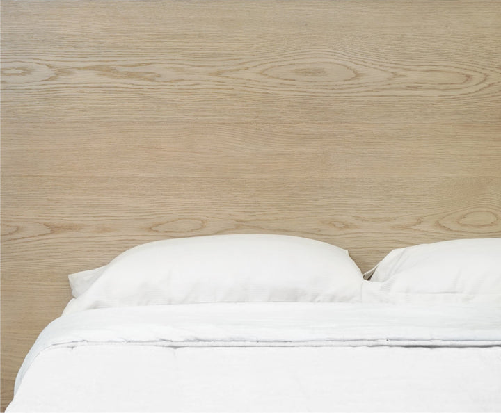 One Coastal Platform Bed in Bisque — close-up of the headboard