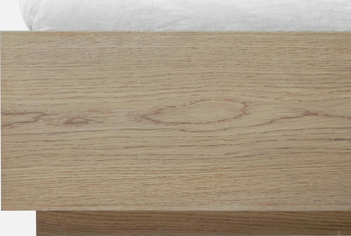 One Coastal Platform Bed in Bisque — close-up of the white oak grain