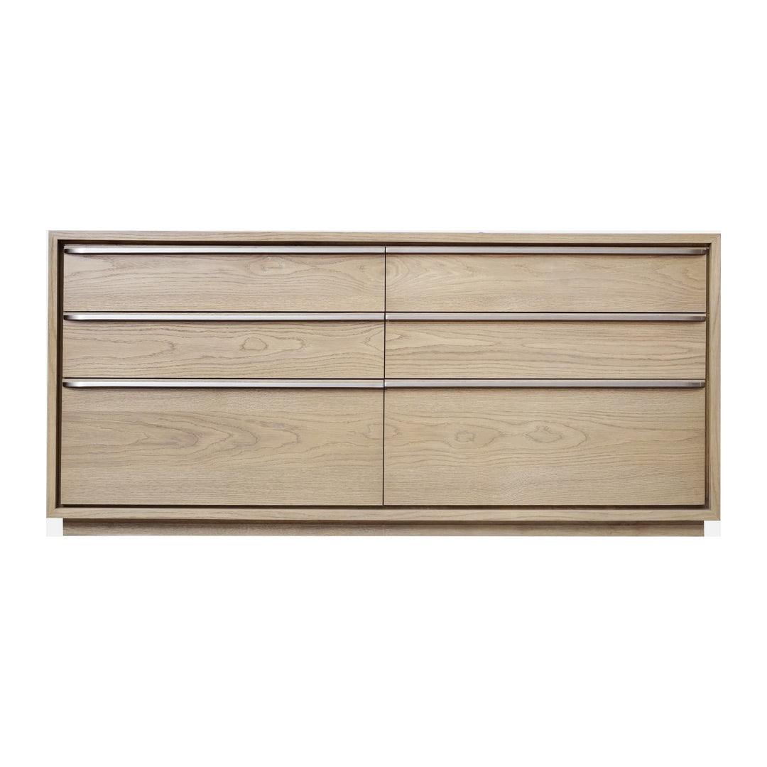 One Coastal Six Drawer Dresser by Modus in Bisque — on a white background