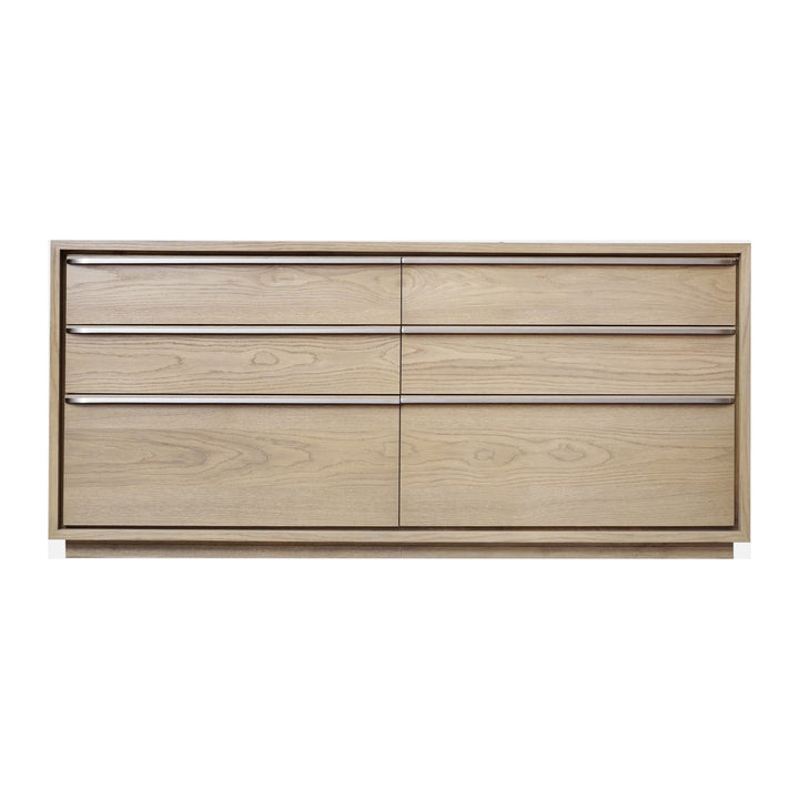 One Coastal Six Drawer Dresser by Modus in Bisque — on a white background