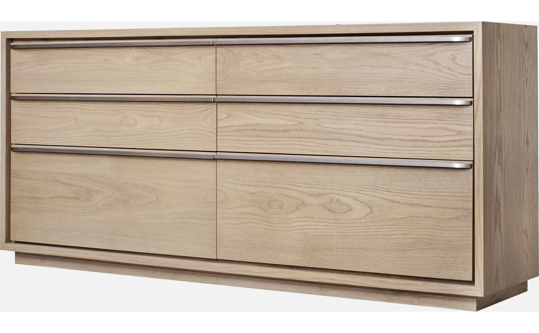One Coastal Six Drawer Dresser in Bisque — on a white background