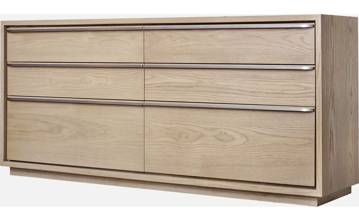 One Coastal Six Drawer Dresser in Bisque — on a white background