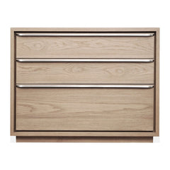 One Coastal Three Drawer USB-Charging Nightstand by Modus in Bisque — on a white background
