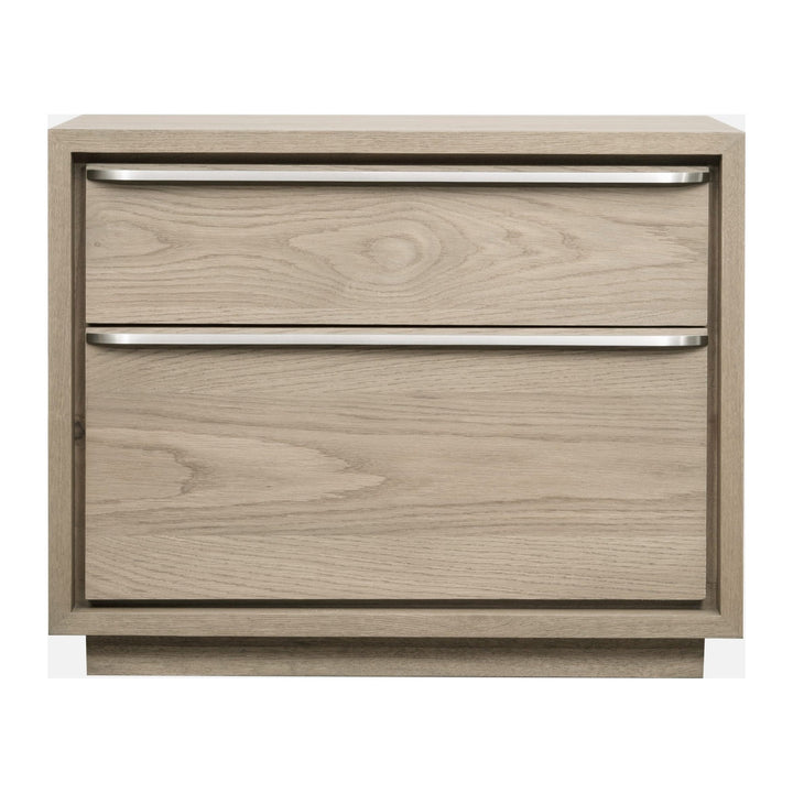 One Coastal Two Drawer USB-Charging Nightstand by Modus in Bisque — on a white background