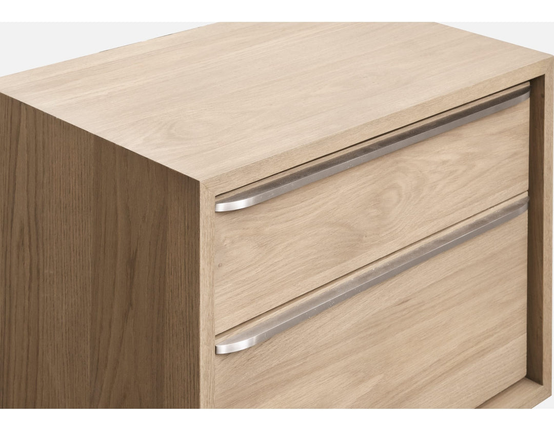 One Coastal Two Drawer USB-Charging Nightstand in Bisque — on a white background