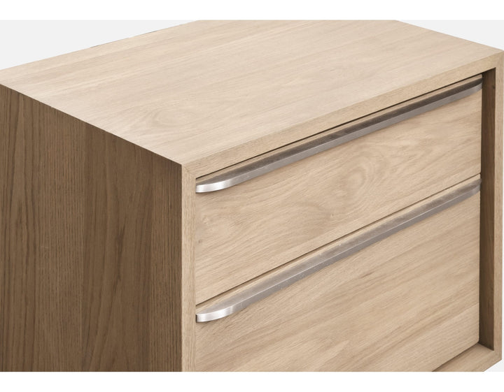 One Coastal Two Drawer USB-Charging Nightstand in Bisque — on a white background