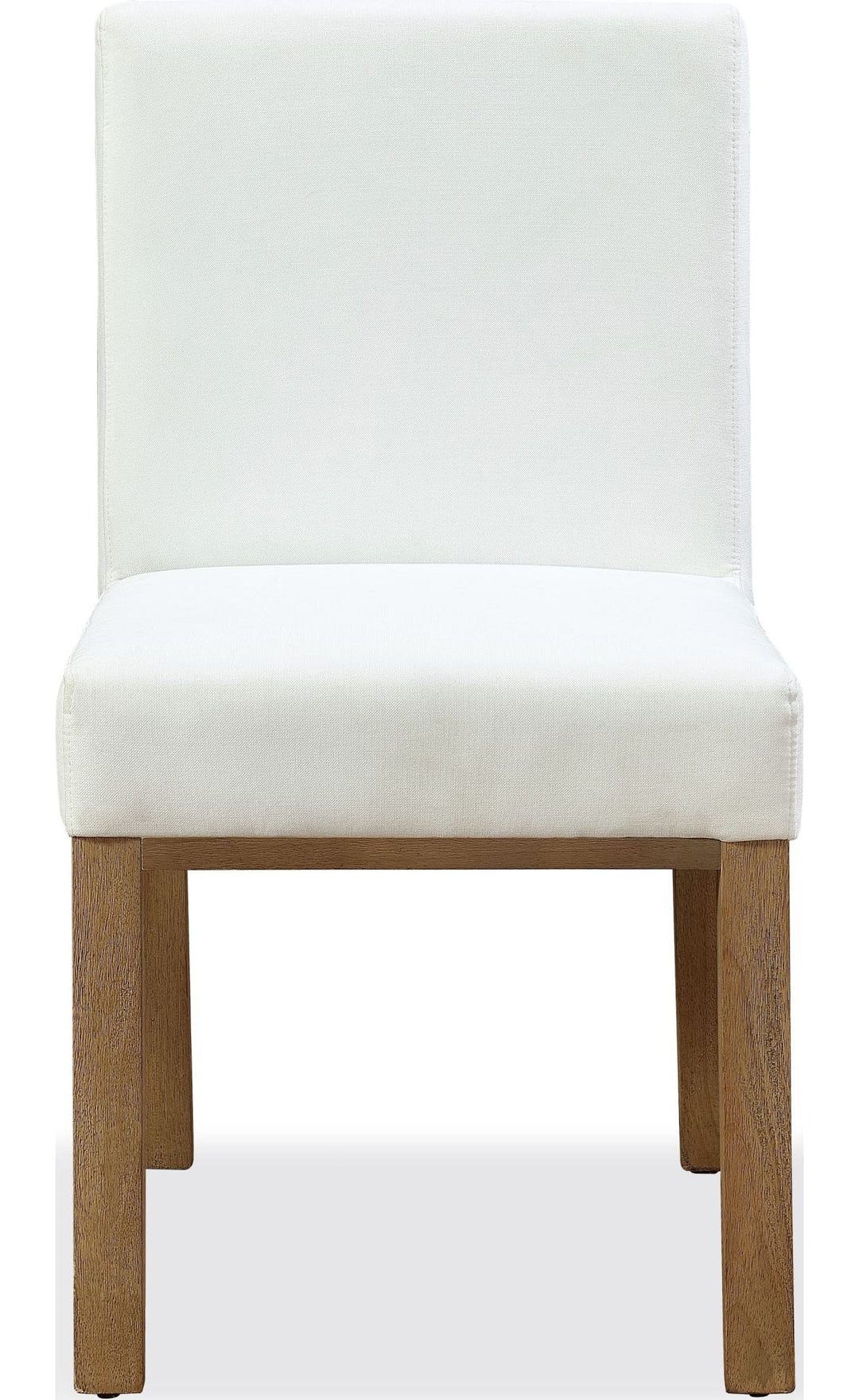 One Coastal Upholstered Dining Side Chair in White Pearl and Bisque — product view on a white background