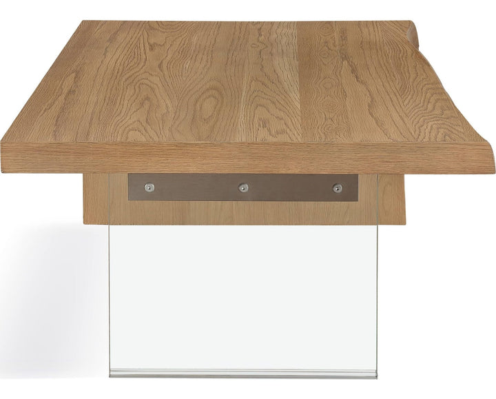 One Live Edge White Oak and Glass Coffee Table in Bisque — product view on a white background