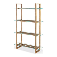 One Modern Coastal Glass Shelf Bookcase by Modus in Bisque — product view on a white background