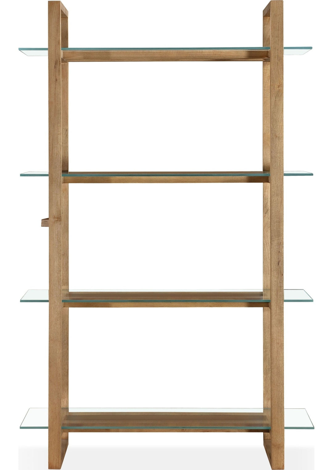 One Modern Coastal Glass Shelf Bookcase in Bisque — product view on a white background