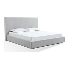 One Upholstered Platform Bed by Modus in Cotton Ball Boucle — white background, angled view