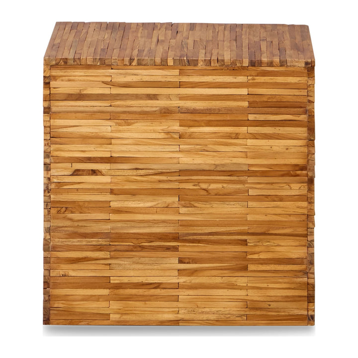 One Wood Tile Square End Table by Modus in Solid Teak — product view on a white background