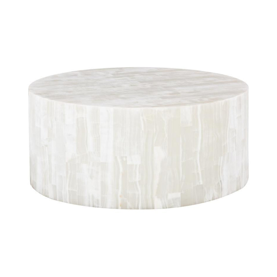 Onyx Round Coffee Table, White by Phillips Collection — centered product view