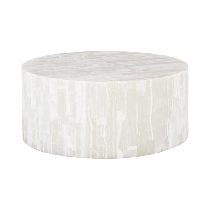 Onyx Round Coffee Table, White by Phillips Collection — centered product view