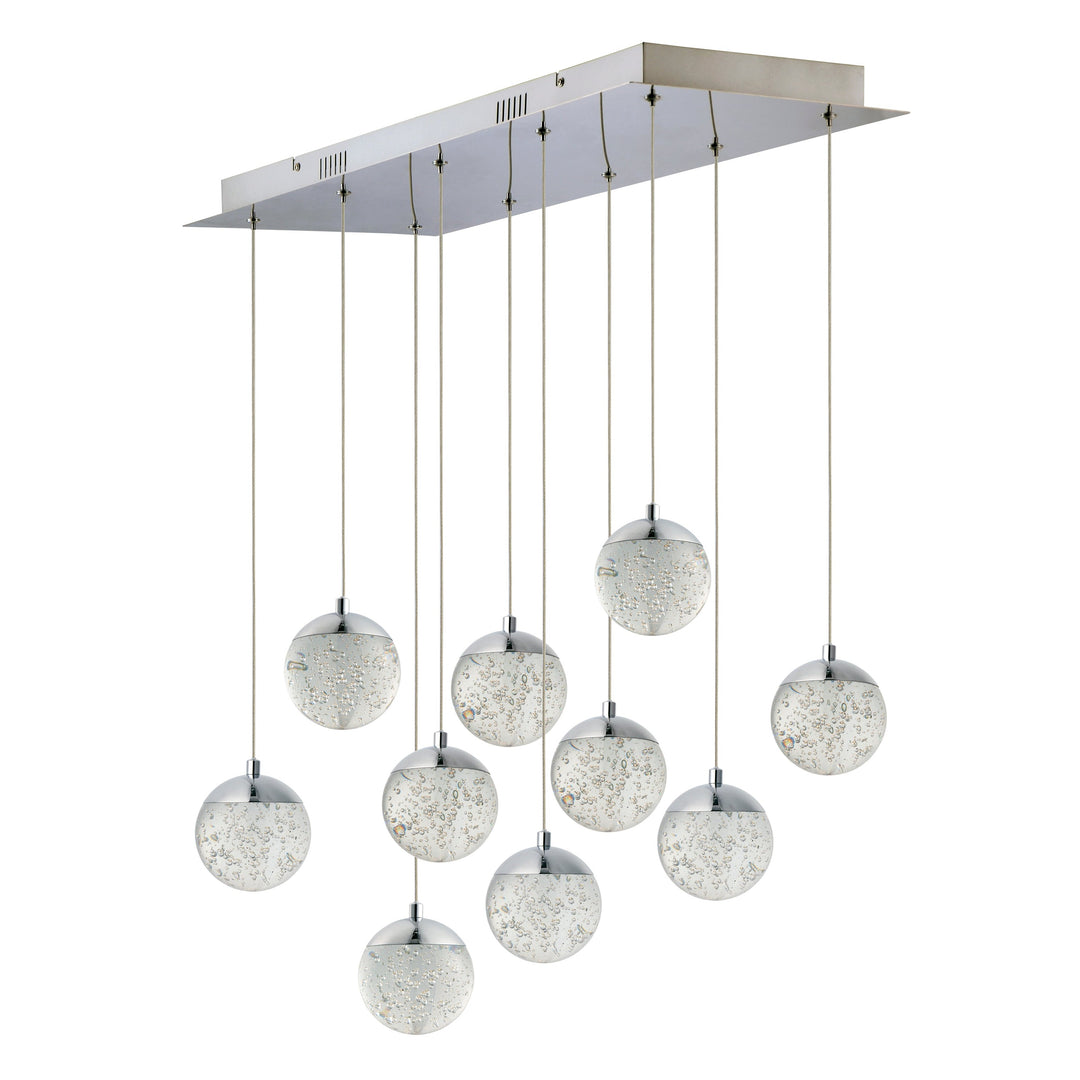 Orb II 10-Light LED Pendant by ET2 Lighting in Polished Chrome, front view