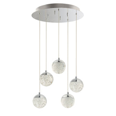 Orb II 5-Light LED Pendant by ET2 Lighting in Polished Chrome, front view