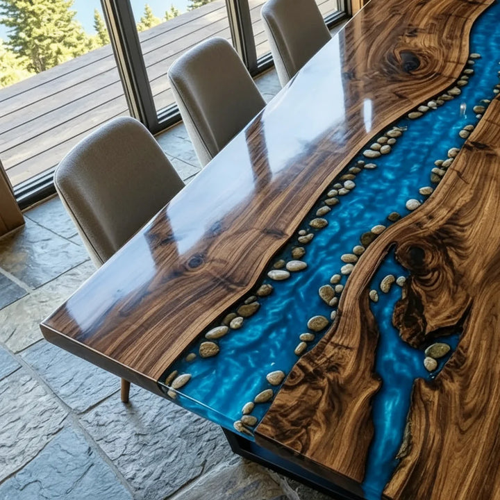 Alpine Black Walnut River Dining Table by Thomas Dawn
