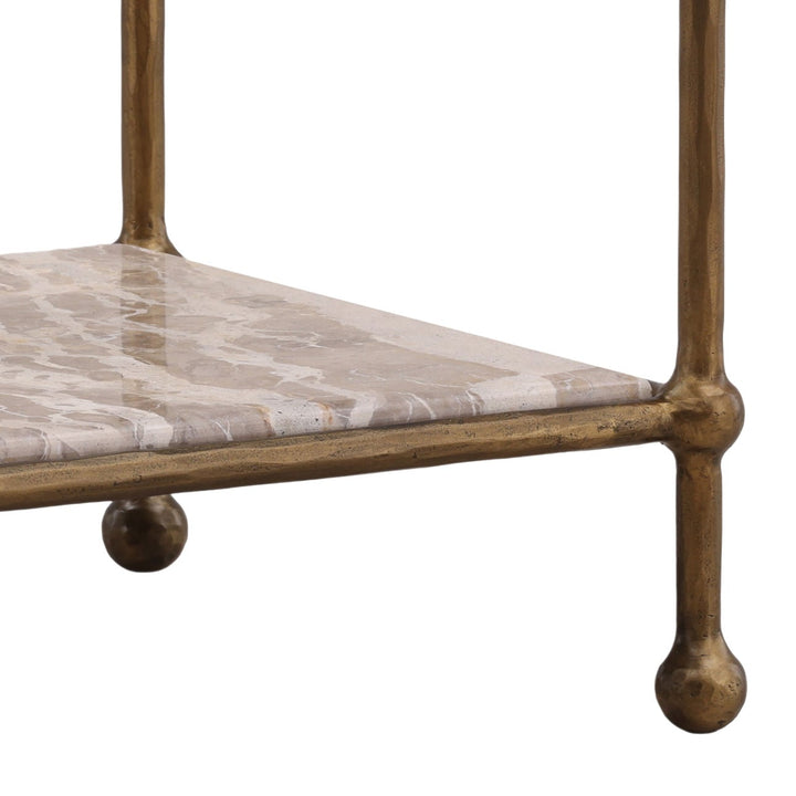 Orla Marble and Glass Side Table, base and finish detail